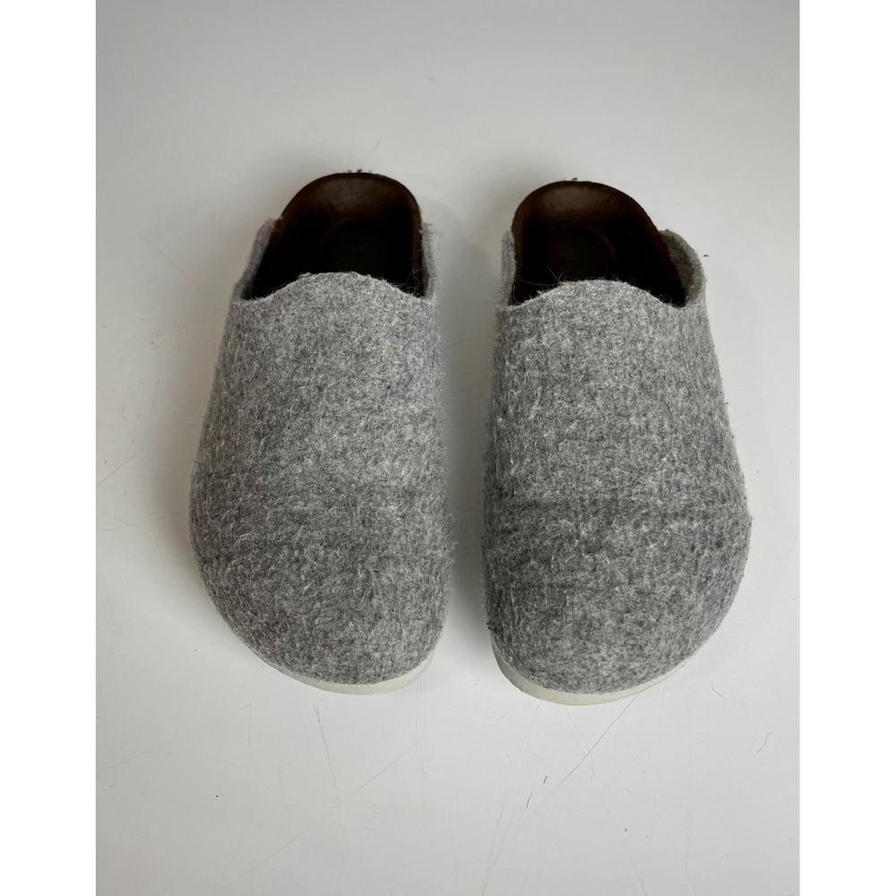 Birkenstock Zermatt Wool Felt Clogs Slippers Light Grey Cork Footbed Mens Womens